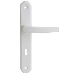 Klamka drzwiowa z długim szyldem pod klucz G90 Biała
