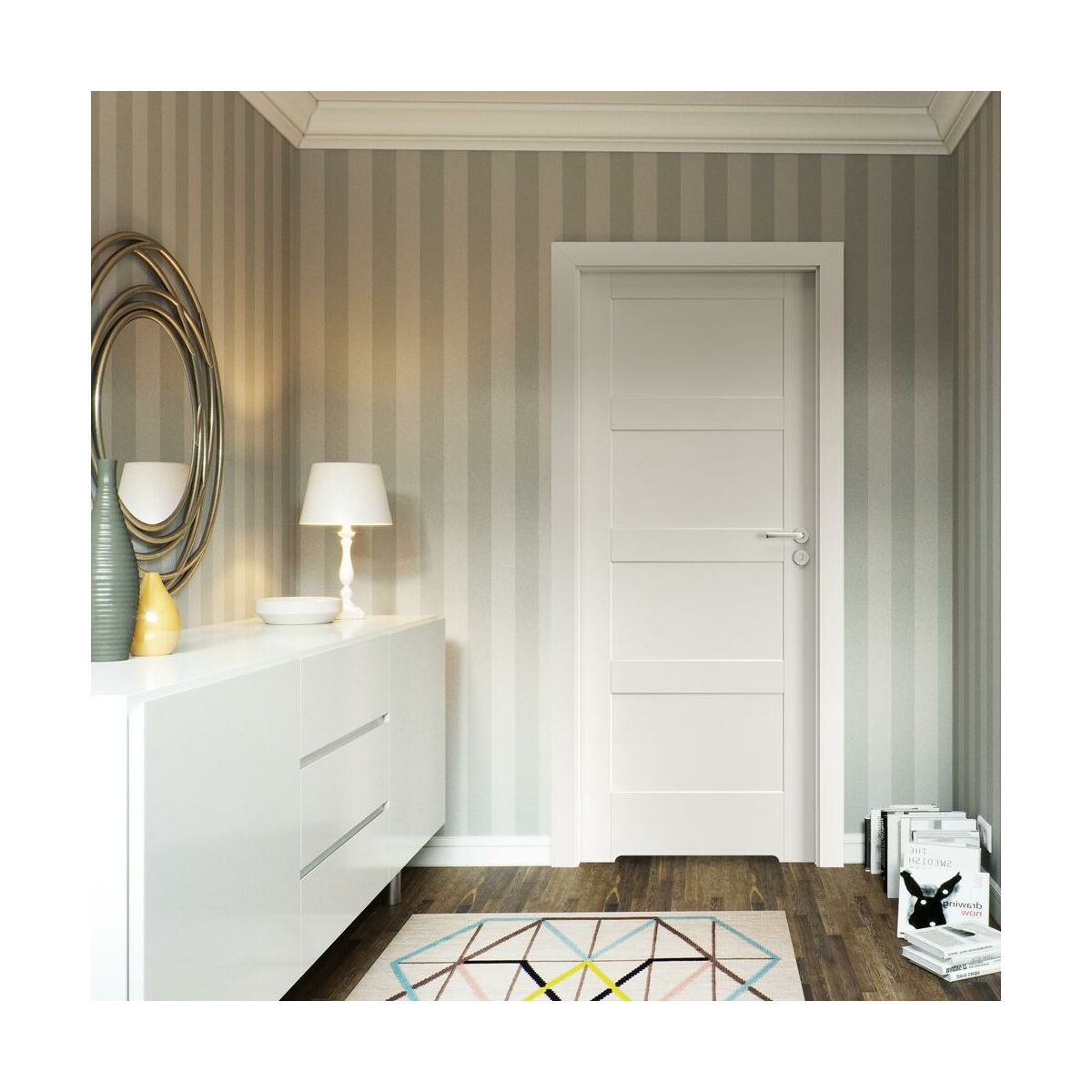 Drzwi wewnętrzne łazienkowe z podcięciem wentylacyjnym Skandia A.O Białe 90 Prawe Porta
