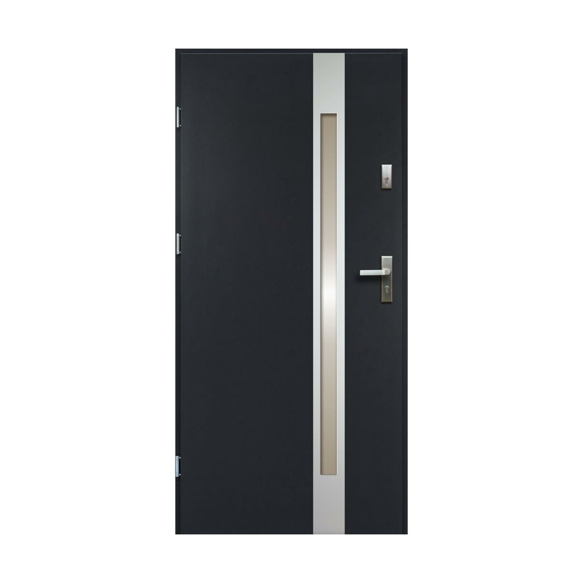 Drzwi zewnętrzne stalowe wejściowe Temidas Antracyt 80 Lewe OK Doors Trendline
