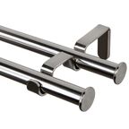 Karnisz OSLO 200 cm podwójny srebrny efekt stali 19 mm metalowy