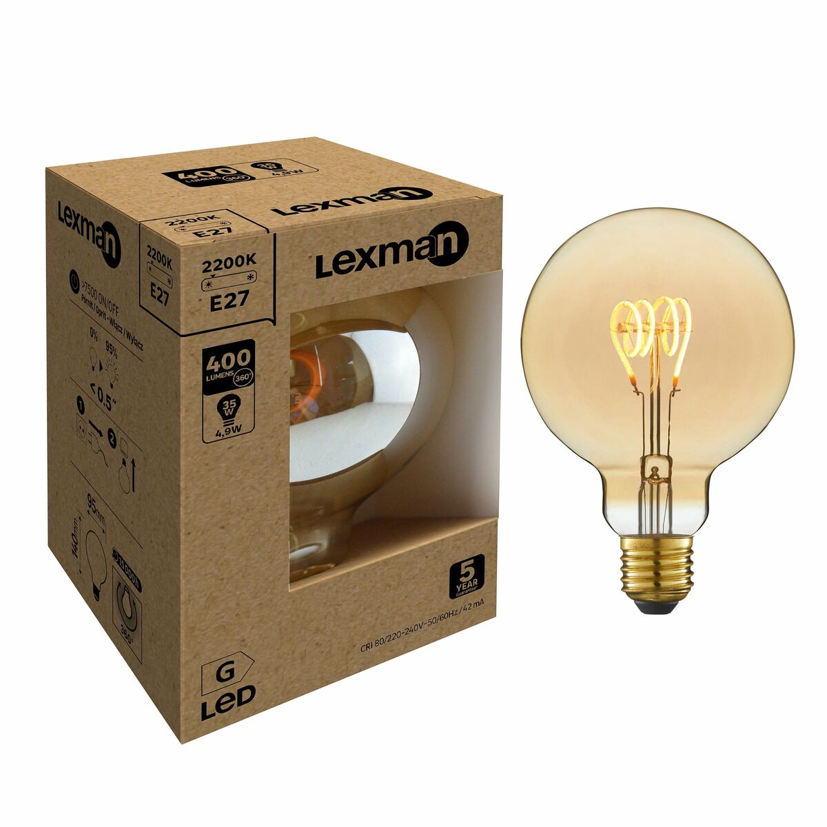 Żarówka dekoracyjna LED E27 4,9 W = 35 W 400 lm Lexman