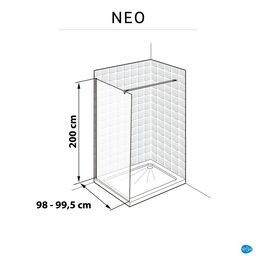 Kabina prysznicowa 100 x 200 cm Walk-in Neo Struktura Sensea