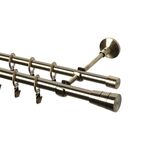 Karnisz SYCYLIA 160 cm podwójny antyczne złoto 20/16 mm metalowy