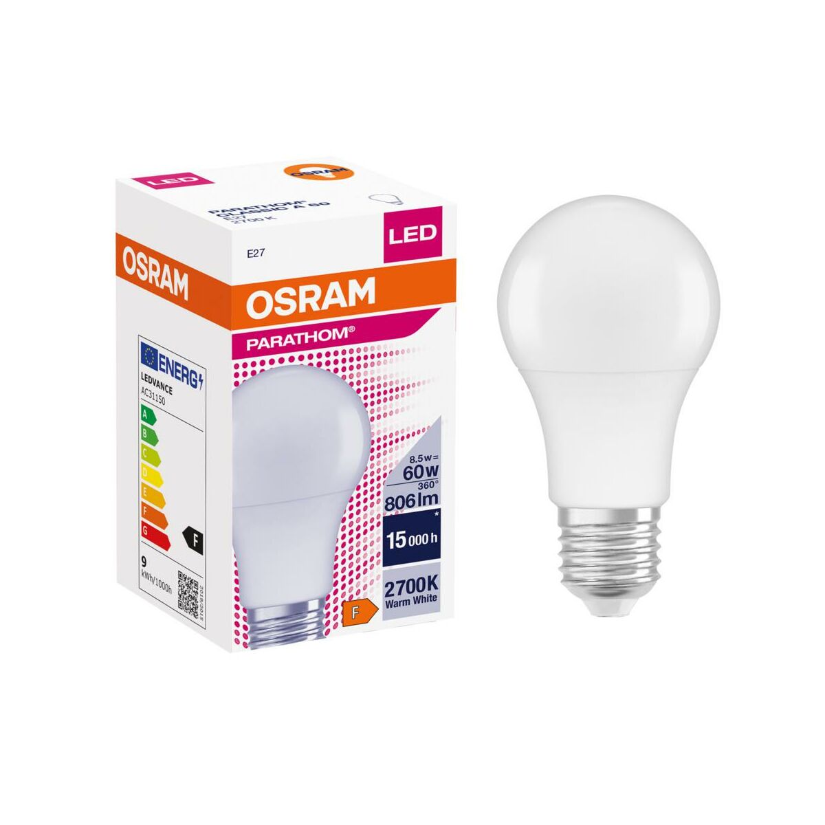 Żarówka LED E27 (230 V) 8 W 806 lm Ciepła biel OSRAM