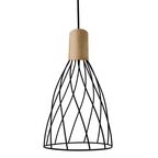 Lampa wisząca MODERNO czarna z drewnem GU10 LIGHT PRESTIGE