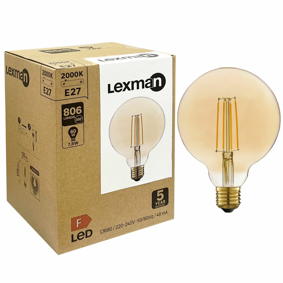 Żarówka dekoracyjna LED E27 7,8 W = 60 W 806 lm Lexman