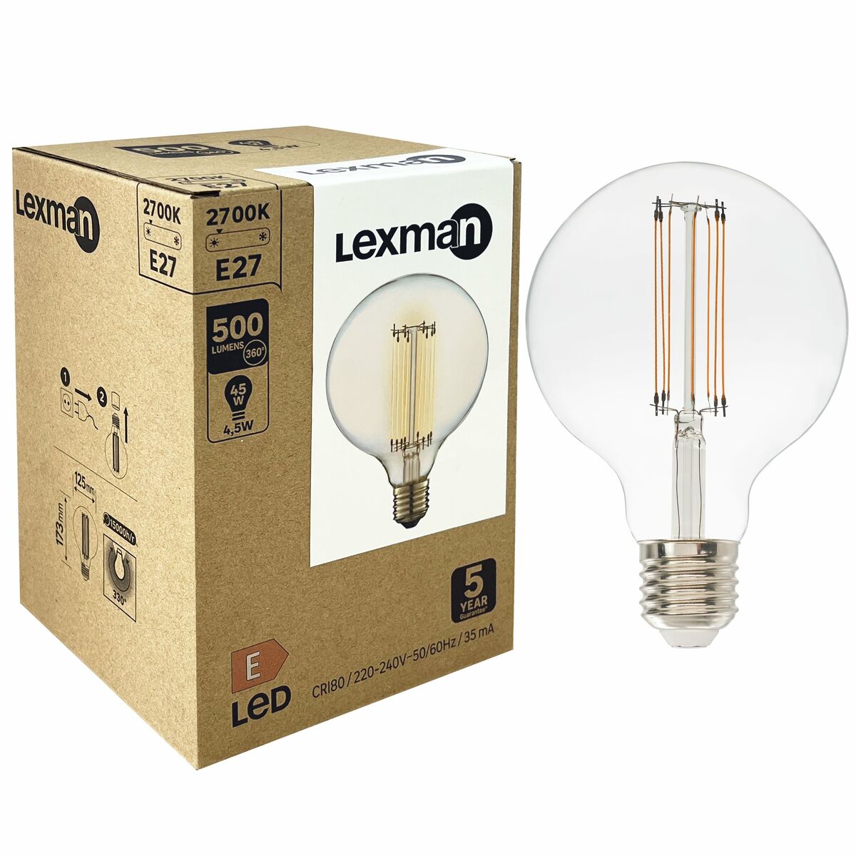 Żarówka dekoracyjna LED E27 4,5 W = 45 W 500 lm Lexman