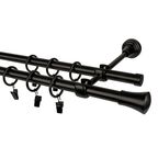 Karnisz TULUZA 160 cm podwójny czarny 16 mm metalowy