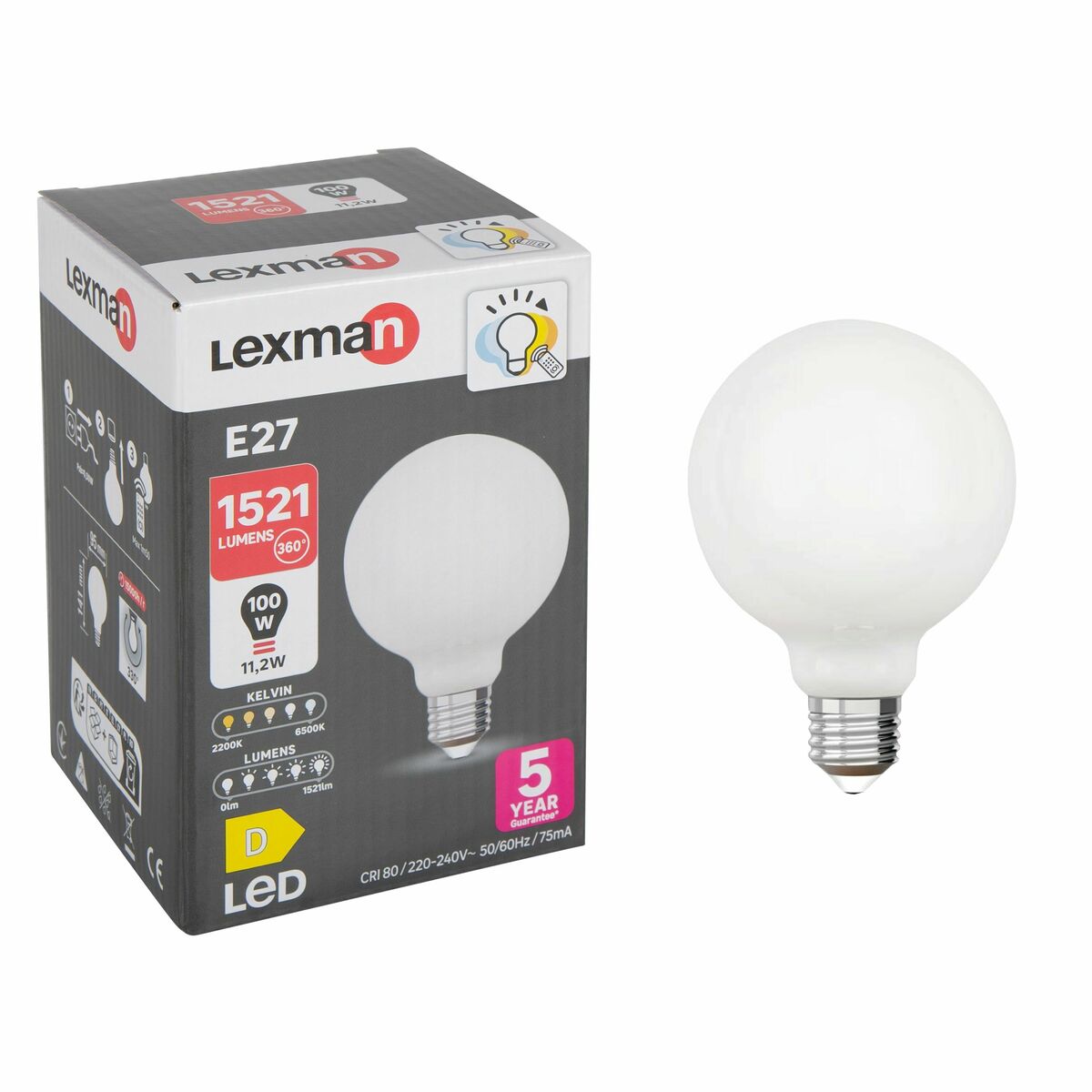 Żarówka LED E27 11,2 W = 100 W  1521 lm Od ciepłej do zimnej bieli Lexman
