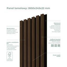 Panel ścienny 3D Lamel na filcu akustyczny dekoracyjny Esotica 265x24.5 cm Deco Academy