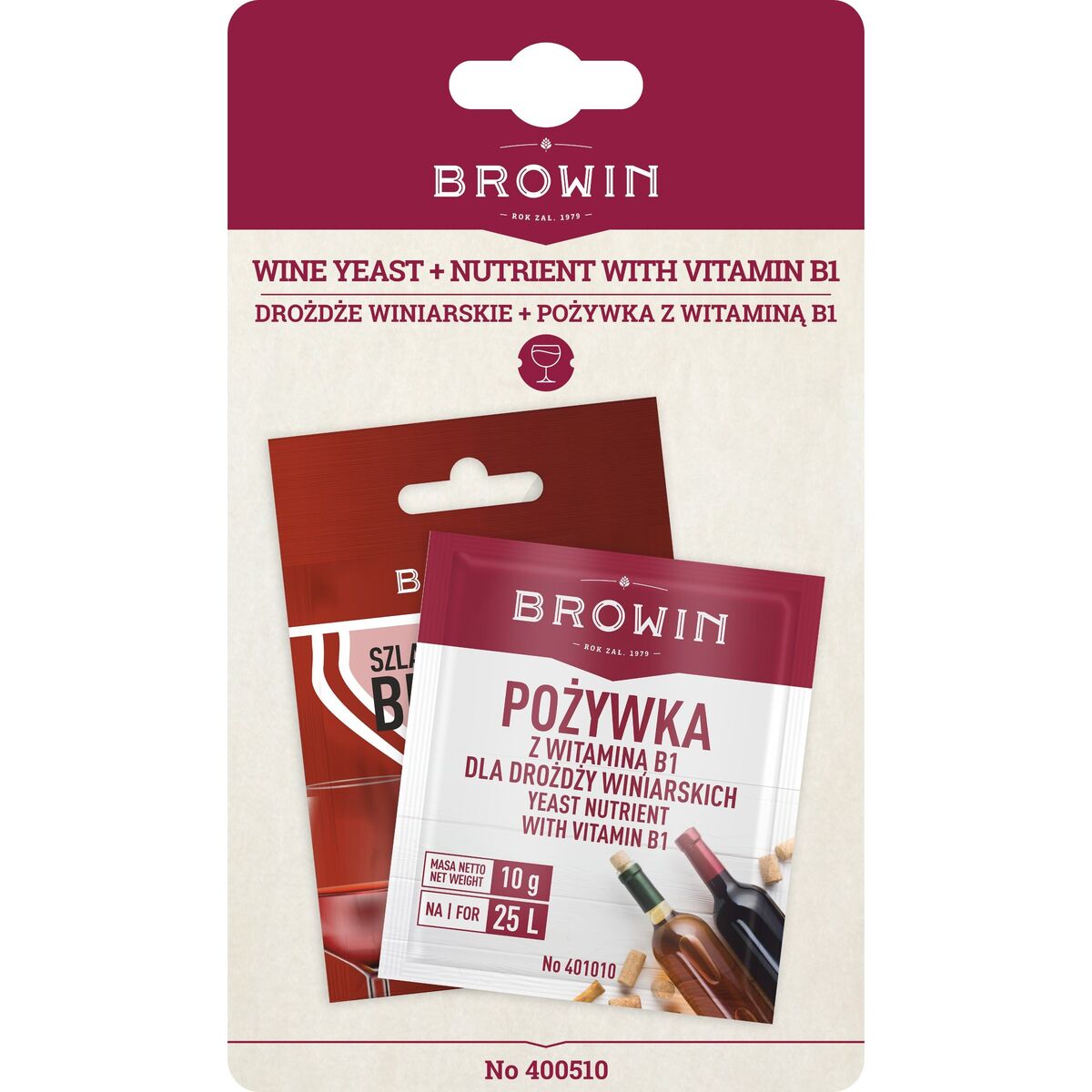 Drożdże winiarskie z pożywką 20ml + 10 g Browin