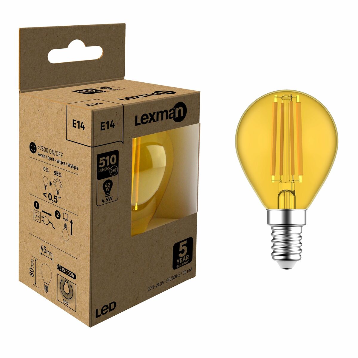 Żarówka dekoracyjna LED E14 4,5 W = 42 W 510 lm Lexman