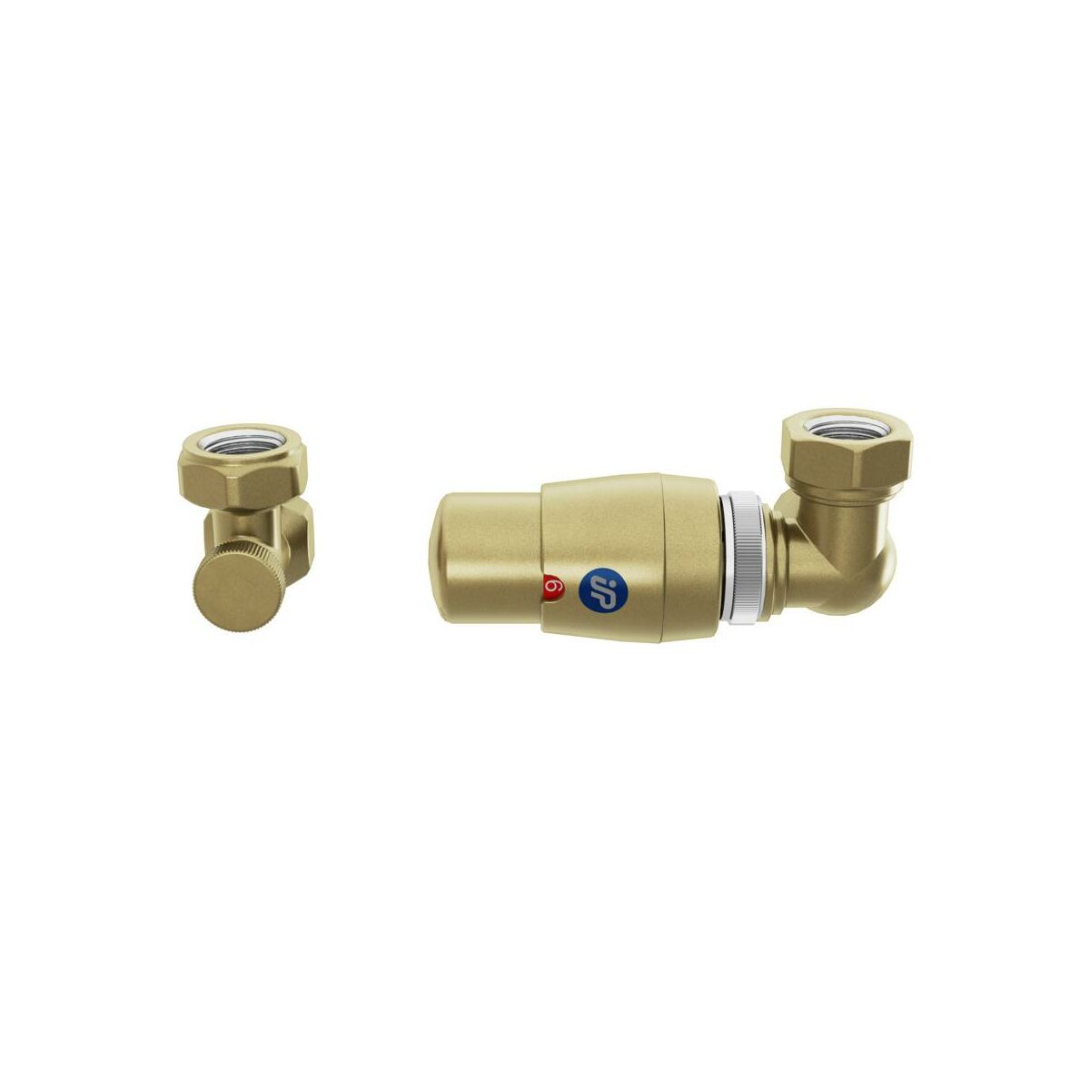 Zestaw zawór termostatyczny osiowy prawy 1/2" złoty