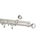 Karnisz PRADO KULA CRYSTAL 160 cm podwójny srebrny 19 mm metalowy