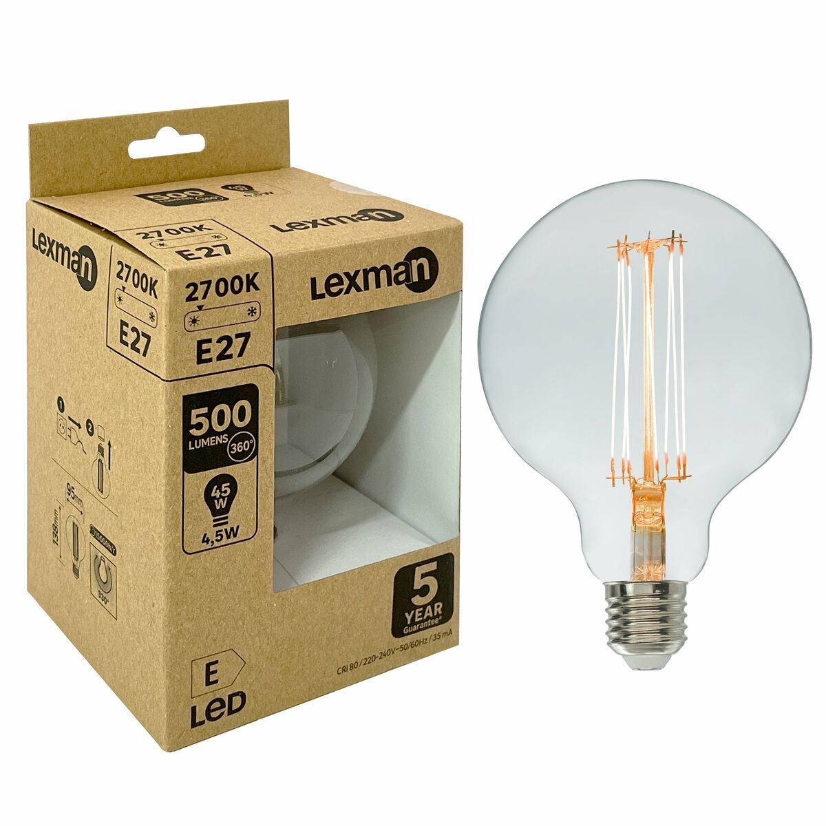 Żarówka LED E27 7,8 W = 45 W 500 lm Ciepła biel Lexman