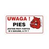 Znak informacyjny UWAGA PIES 12 x 24 cm