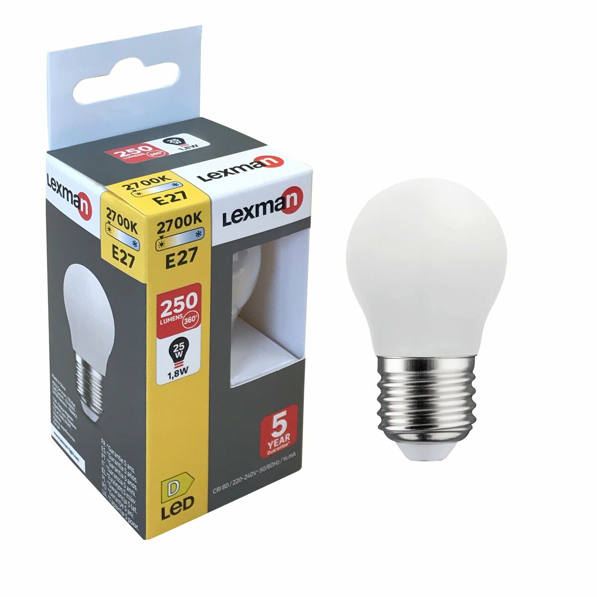 Żarówka LED E27 1.8 W = 25 W 250 lm Ciepła biel Lexman
