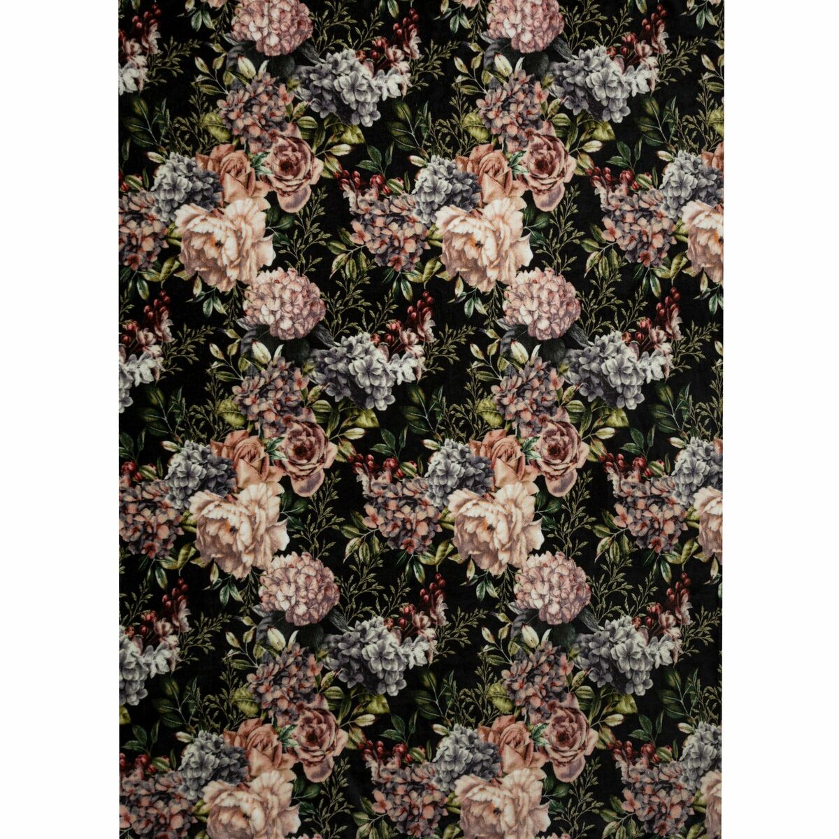 Koc Rubens Kwiaty czarno-różowy 150 x 200 cm