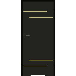 Drzwi wewnętrzne łazienkowe z podcięciem wentylacyjnym Signum 80 prawe czarny mat i złote aplikacje Voster