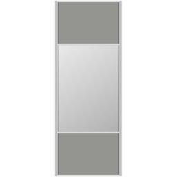 Drzwi przesuwne do szafy 67 cm szare z lustrem rama srebrna Spaceo