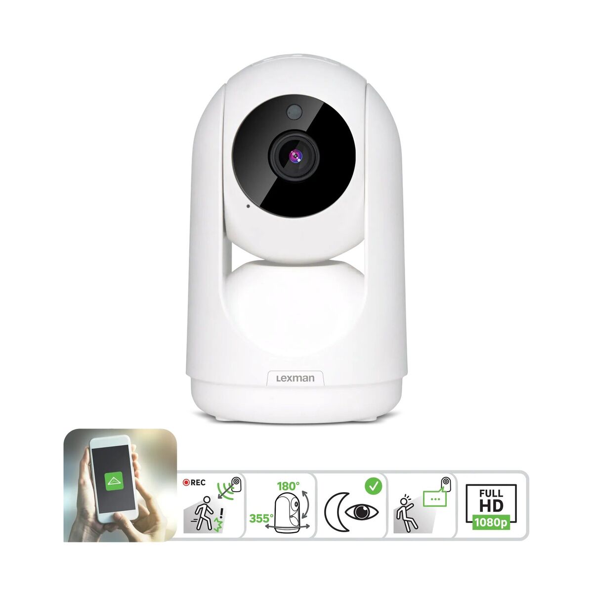 Kamera wewnętrzna obrotowa WiFi LEXCAM-RI01 ENKI LEXMAN