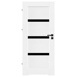 Drzwi wewnętrzne łazienkowe z podcięciem wentylacyjnym Tres Białe czarna szyba 60 lewe Nawadoor