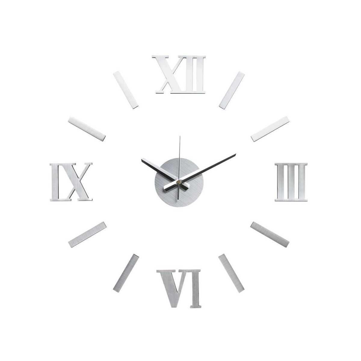 Zegar ścienny naklejany Sticker Romer śr. 60 cm srebrny