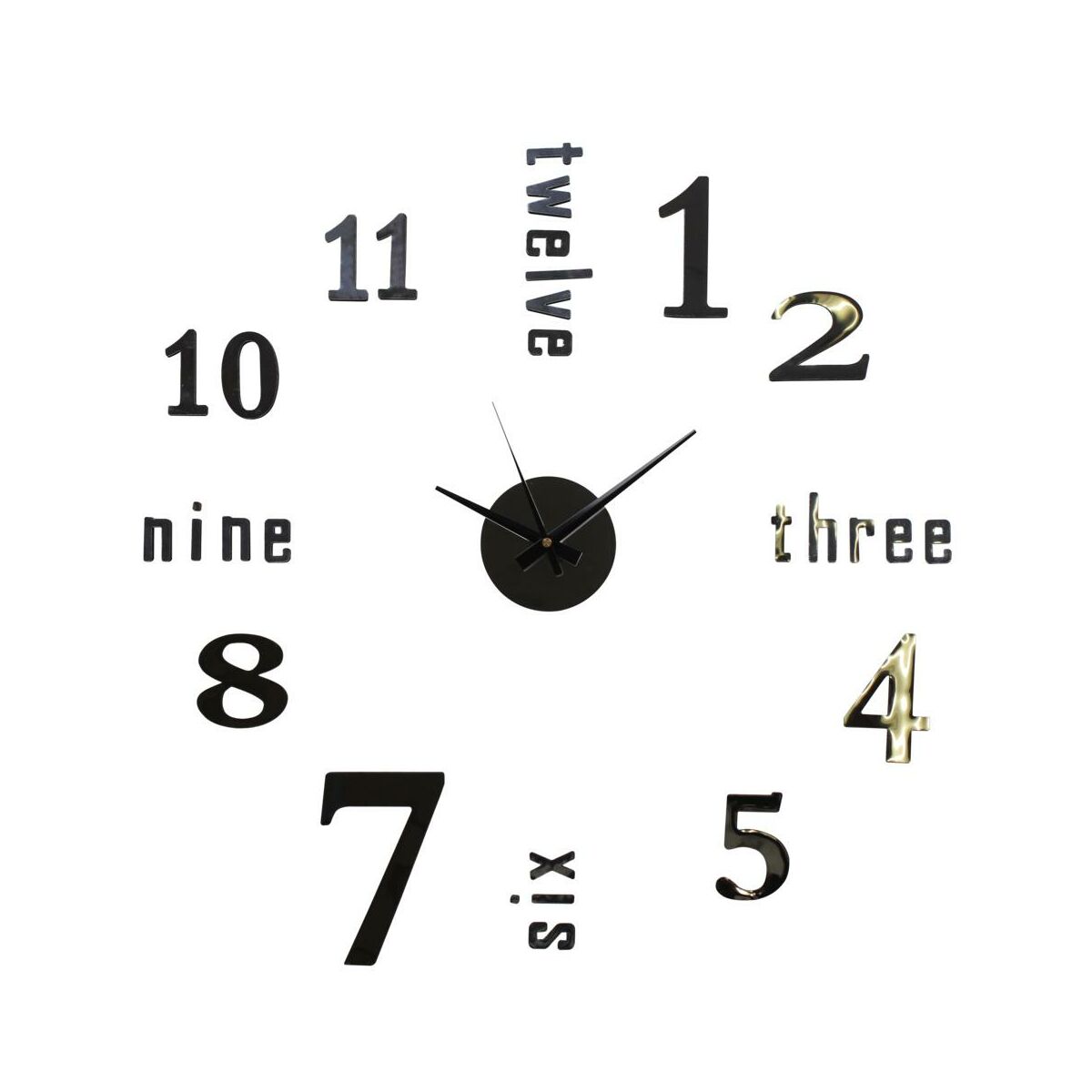 Zegar ścienny naklejany Sticker Seven śr. 60 cm srebrny