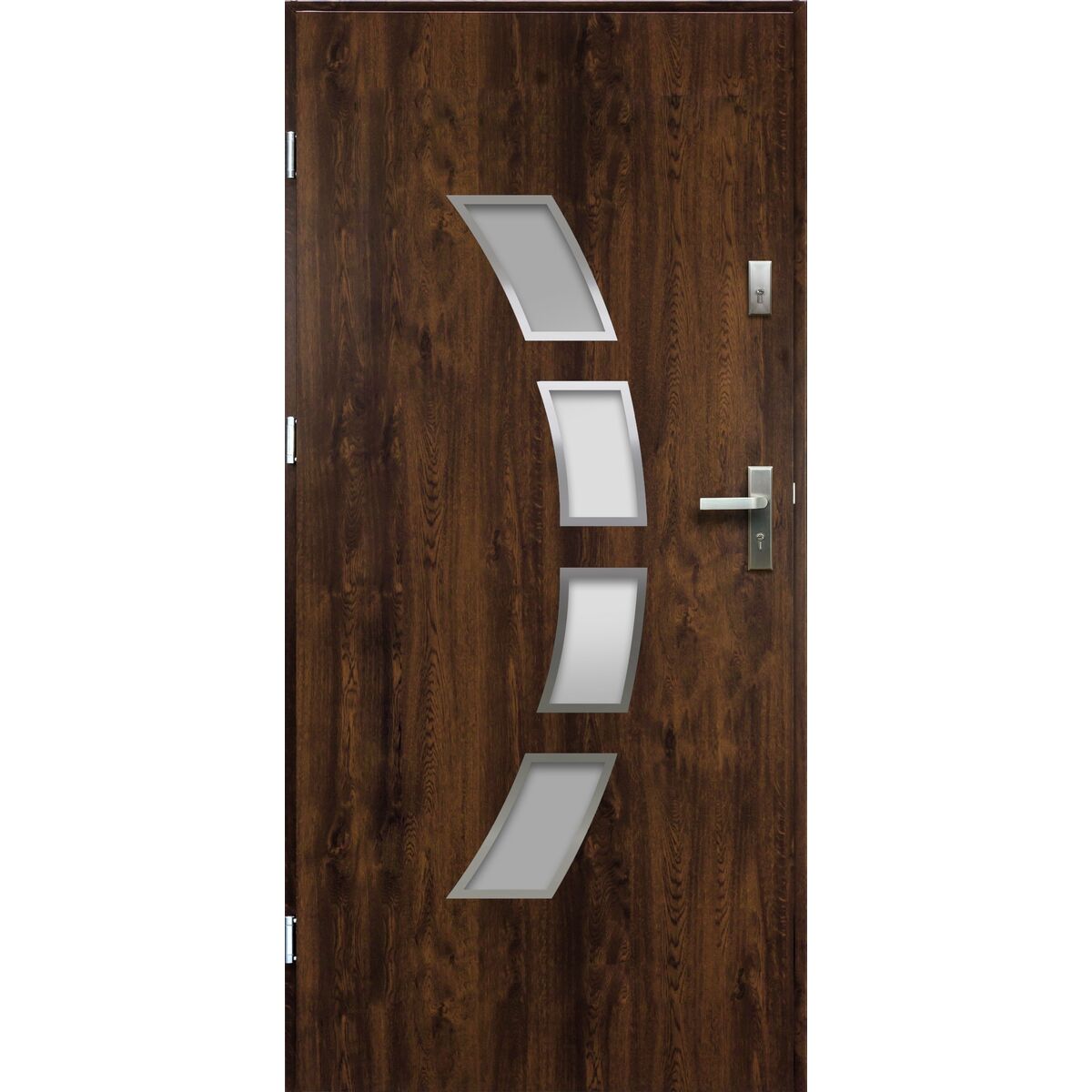 Drzwi zewnętrzne stalowe wejściowe Arco orzechowe 90 lewe OK Doors Trendline