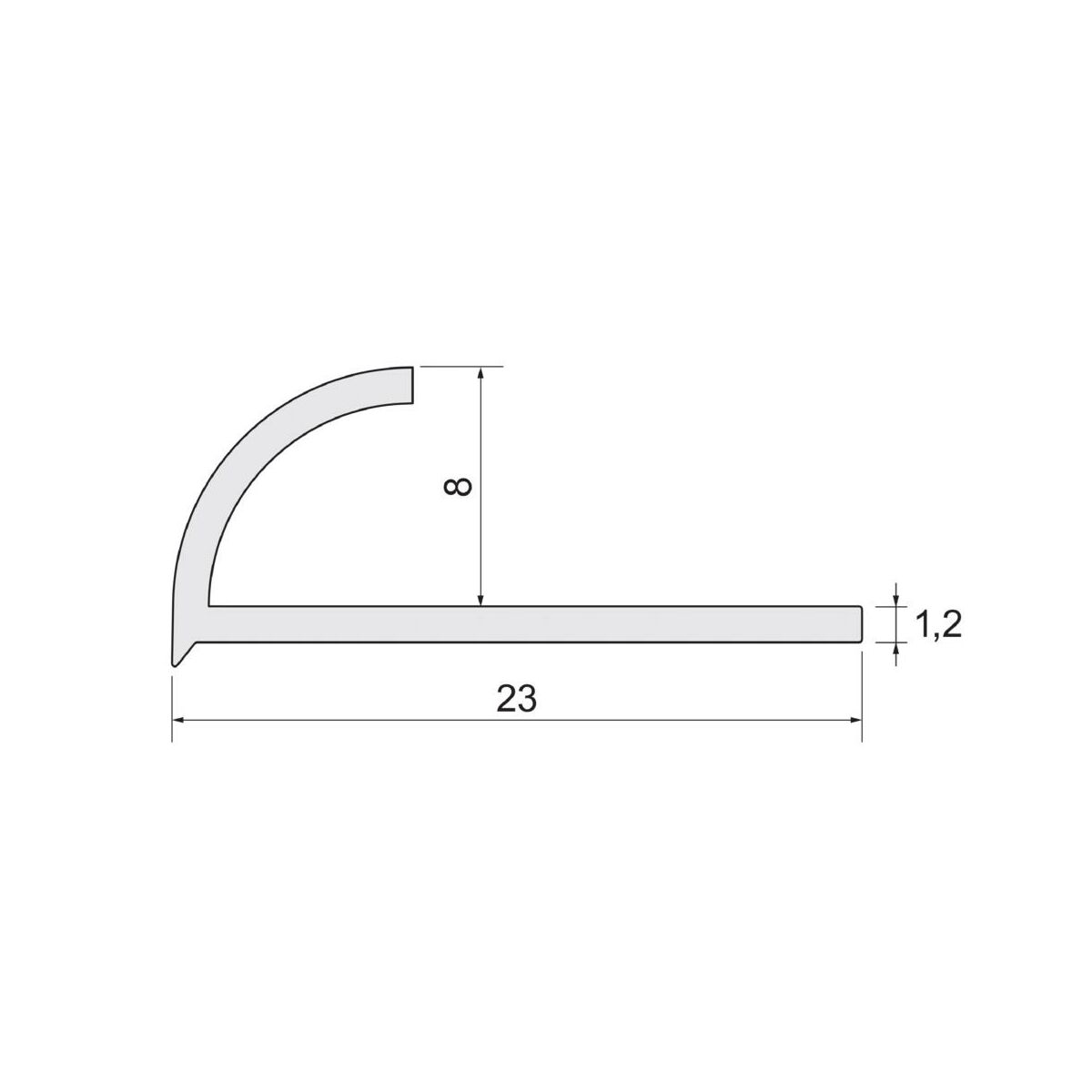 Profil do glazury zewnętrzny półokrągły PVC 8 mm / 2.5 m Czarny Standers
