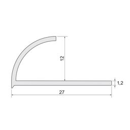 Profil do glazury zewnętrzny półokrągły PVC 12 mm / 2.5 m Jasny szary Standers