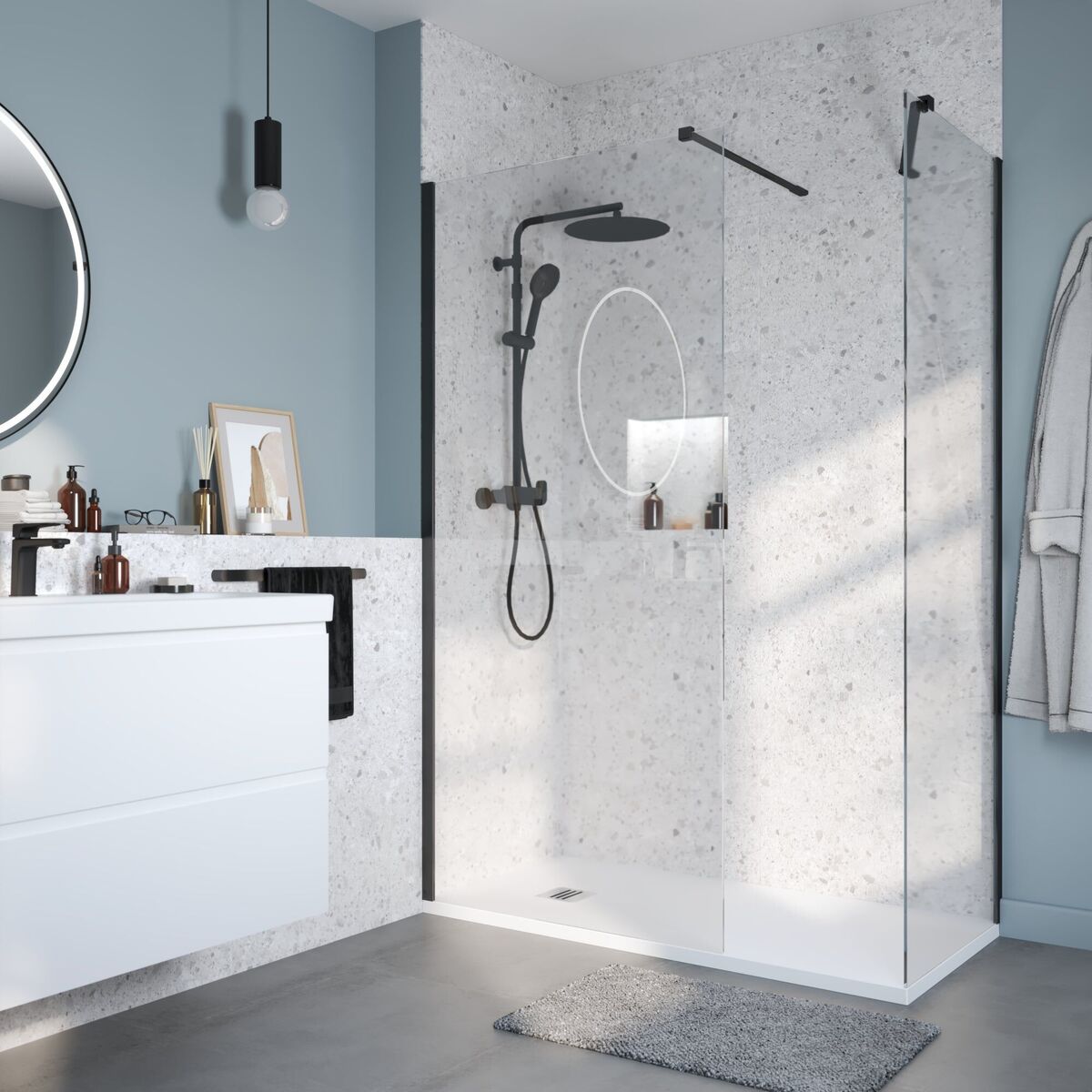 Kabina prysznicowa 90 x 200 cm Walk-in Remix Sensea