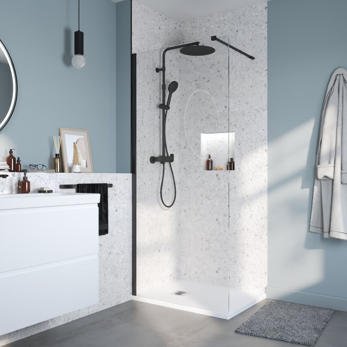 Kabina prysznicowa 90 x 200 cm Walk-in Remix Sensea