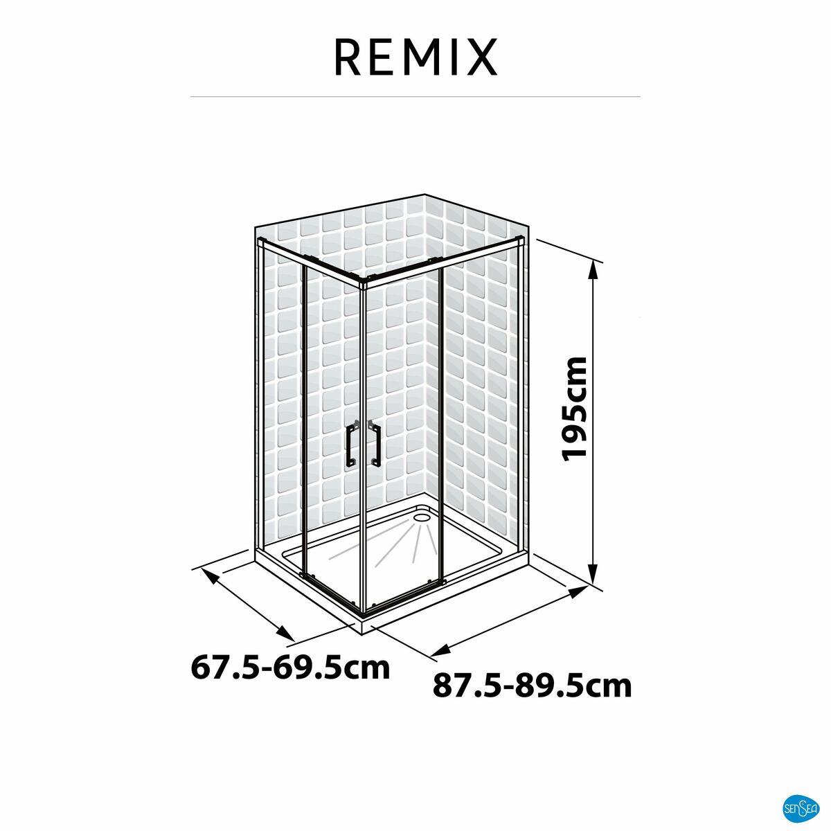 Kabina prysznicowa 70 x 90 cm Remix Sensea