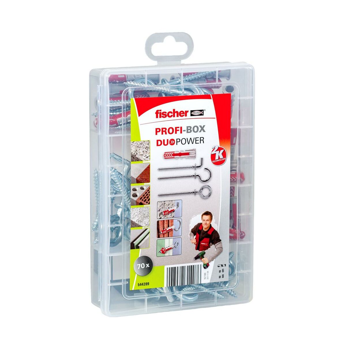 Zestaw kołków rozporowych Profibox Duopower 40 + 30 haków Fischer