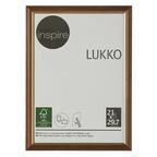 Ramka na zdjęcia LUKKO 21 x 29.7 cm złoty orzech drewniana INSPIRE