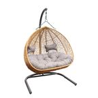 Fotel wiszący LUNA 195 x 135 cm brązowy z kompletem poduszek