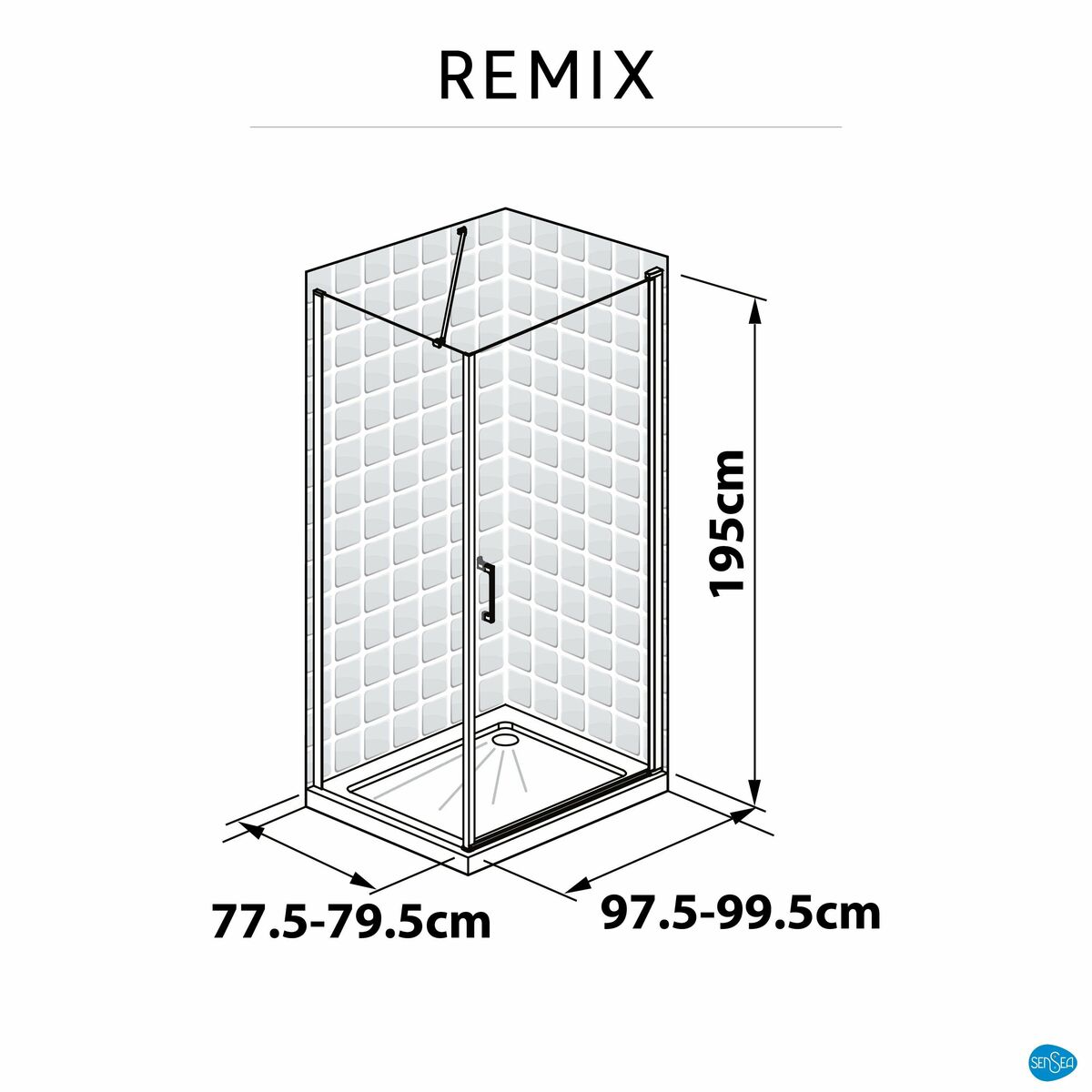 Kabina prysznicowa 80 x 100 cm Remix Sensea