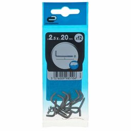 Hak śrubowy do przykręcania 2.5 x 20 mm 12 szt. Standers