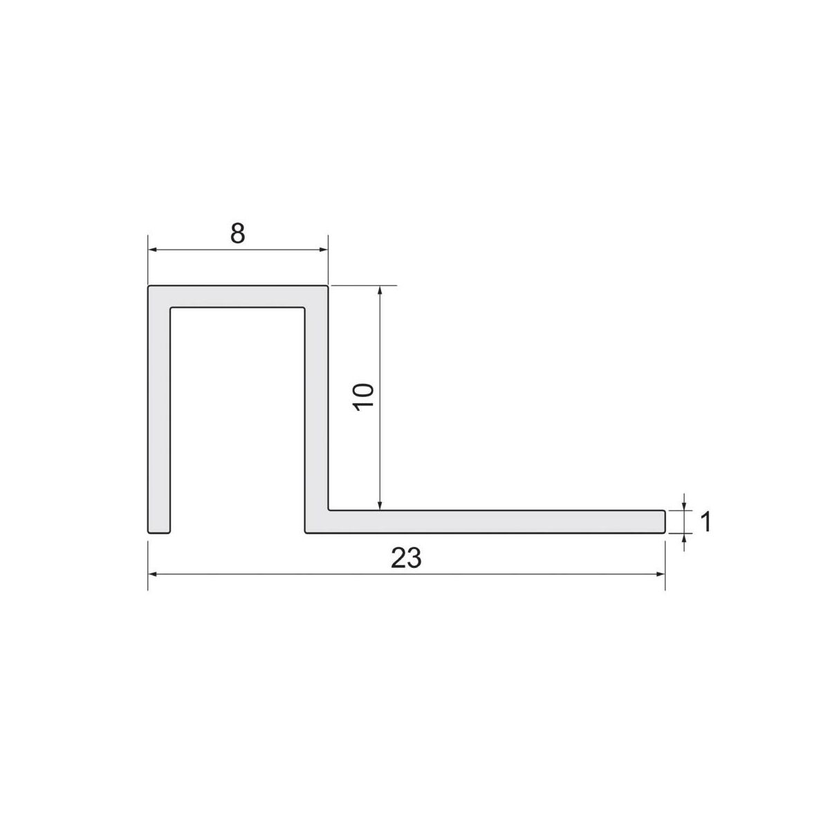 Profil wykończeniowy aluminium kwadrat 8 x 10 mm / 2.5 m Srebrny szczotkowany Standers