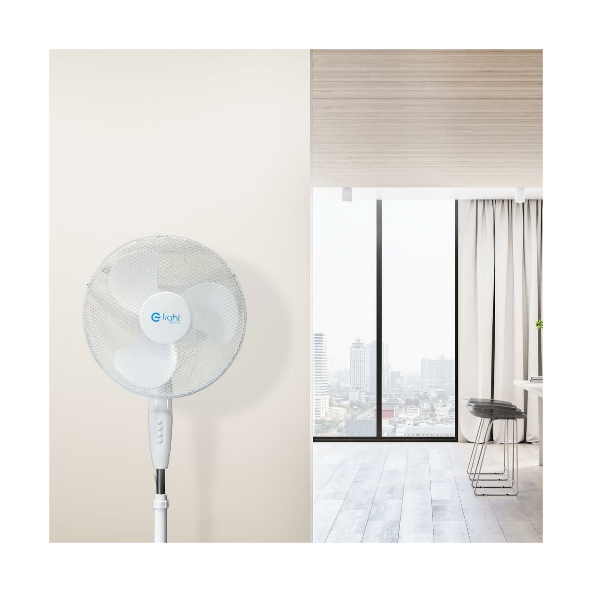 Wentylator stojący podłogowy 40 cm 45W biały Eko-Light