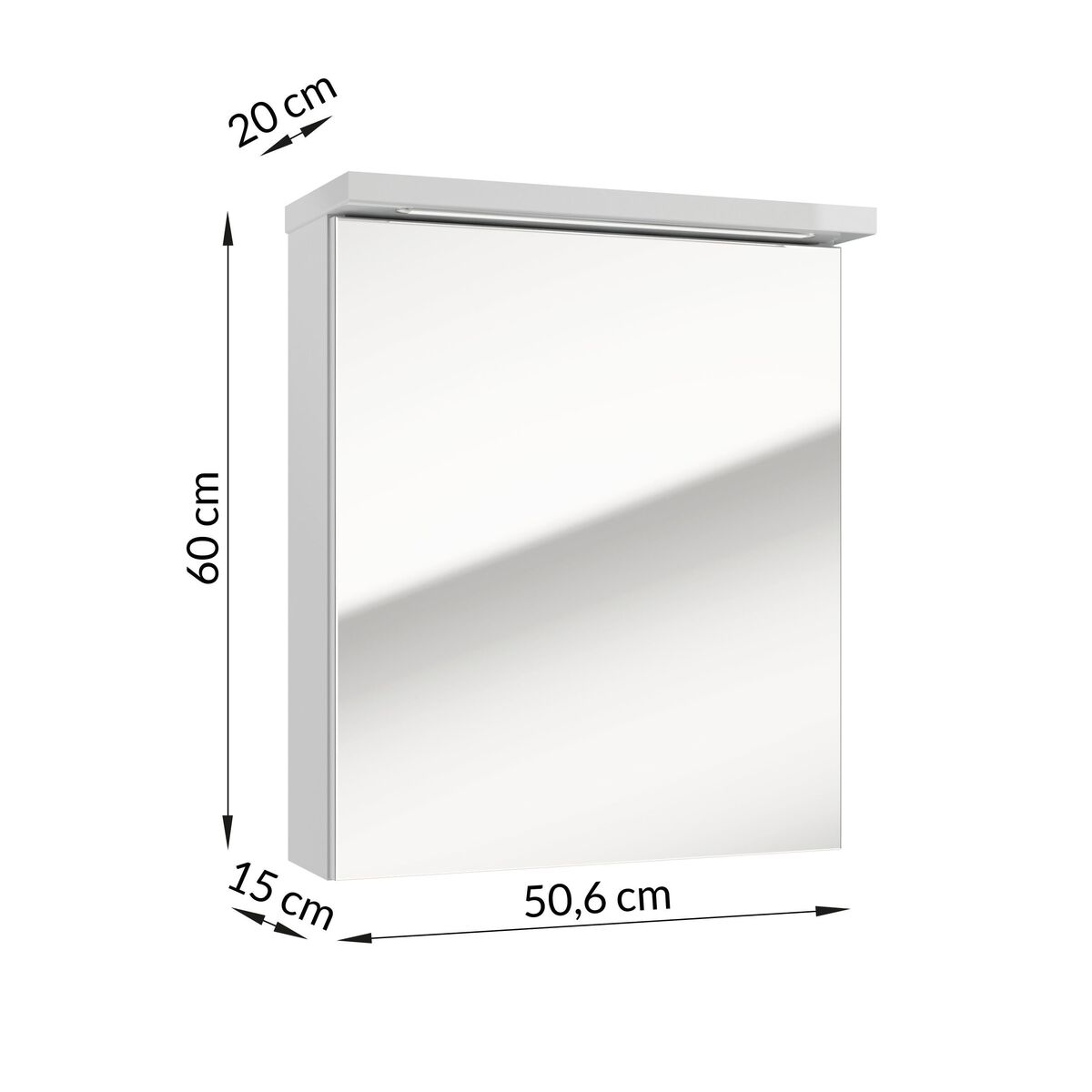 Szafka lustrzana z oświetleniem Storm 50 X 60 X 15 Sensea
