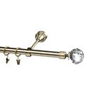 Karnisz KLASYK CRYSTAL KULA 240 cm pojedynczy mosiądz 16 mm metalowy