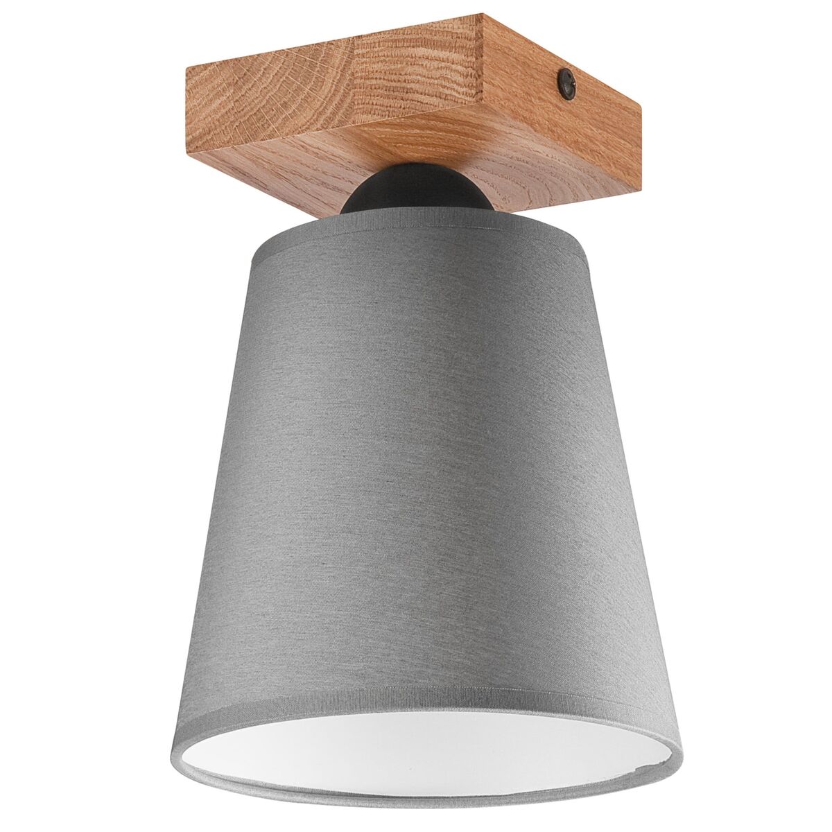 Lampa sufitowa Lula szara z drewnem E27 Lamkur