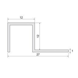 Profil wykończeniowy aluminium kwadrat 12 X 12 mm / 2.5 m Srebrny poler Standers