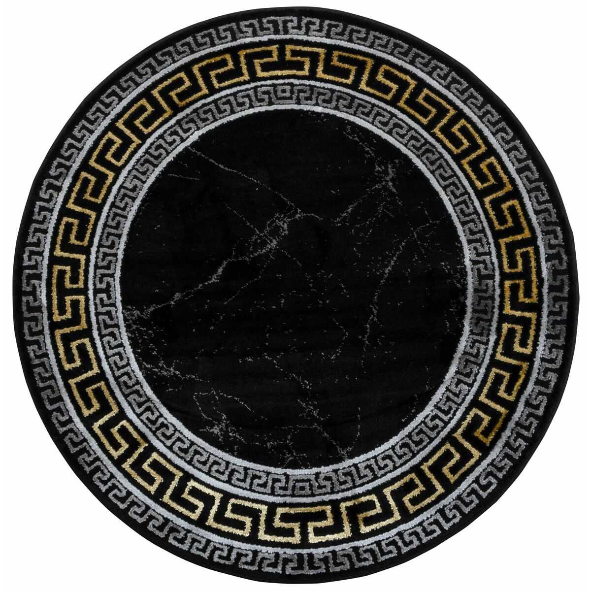 Dywan okrągły Palace Marmur Ornament czarno-złoty śr. 120 cm