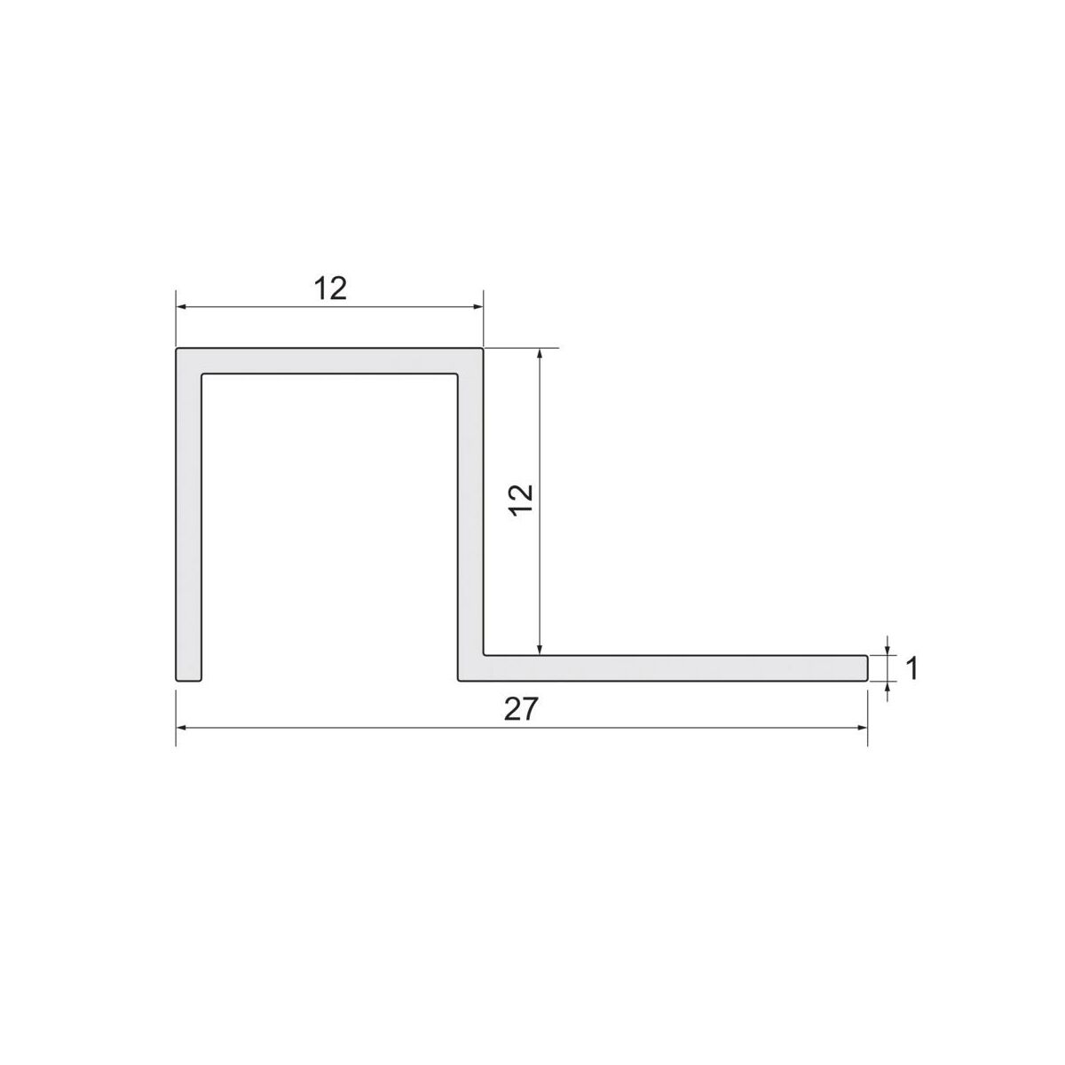 Profil wykończeniowy aluminium kwadrat 12 X 12 mm / 2.5 m Biały Standers