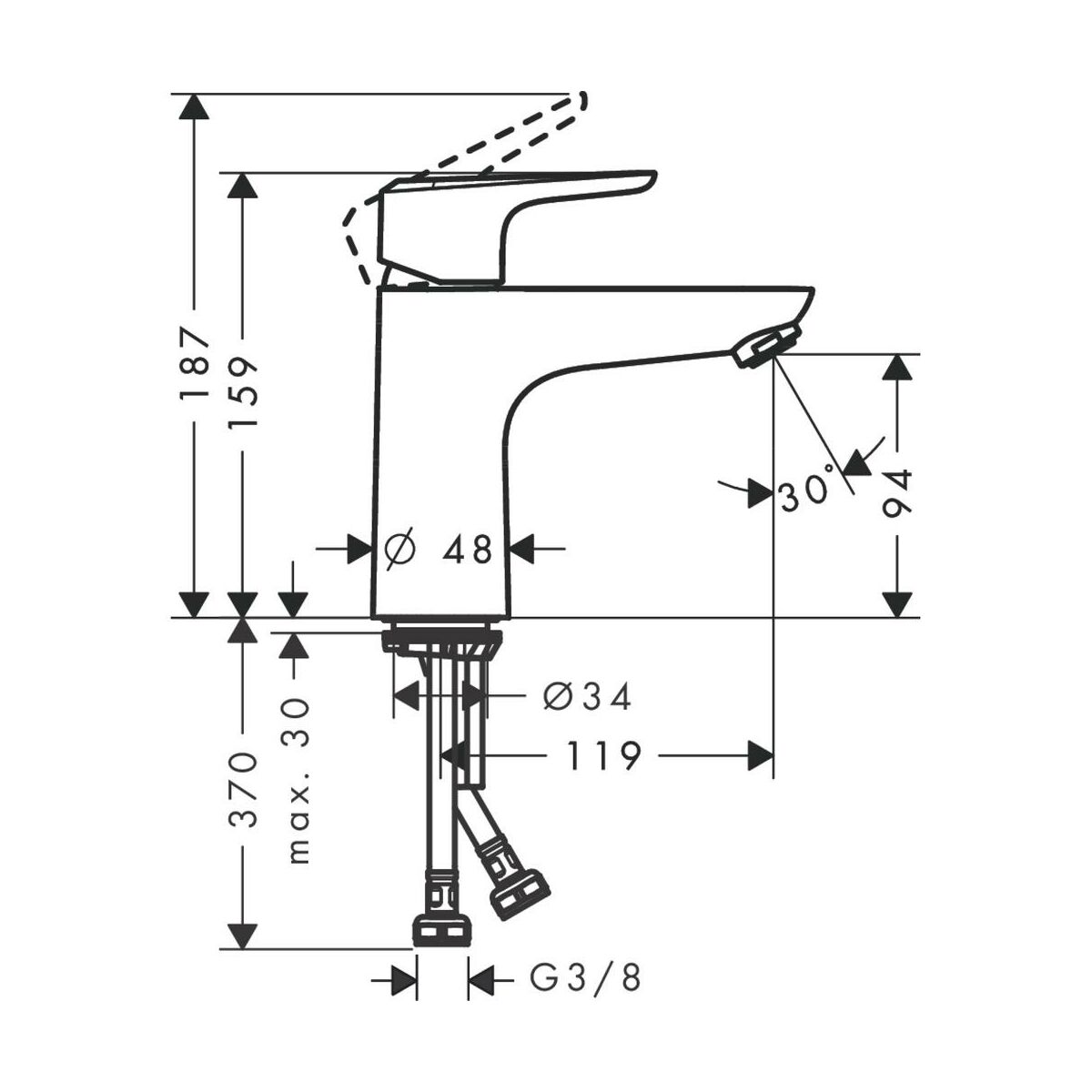 Bateria umywalkowa chrom Ecos L Hansgrohe