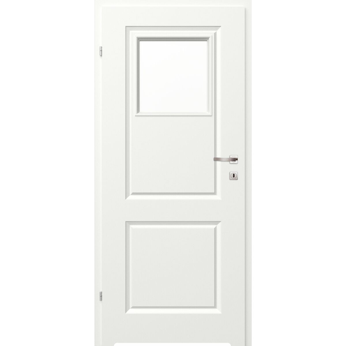 Drzwi wewnętrzne łazienkowe z szybą z podcięciem wentylacyjnym Morano II Białe 80 Lewe Classen