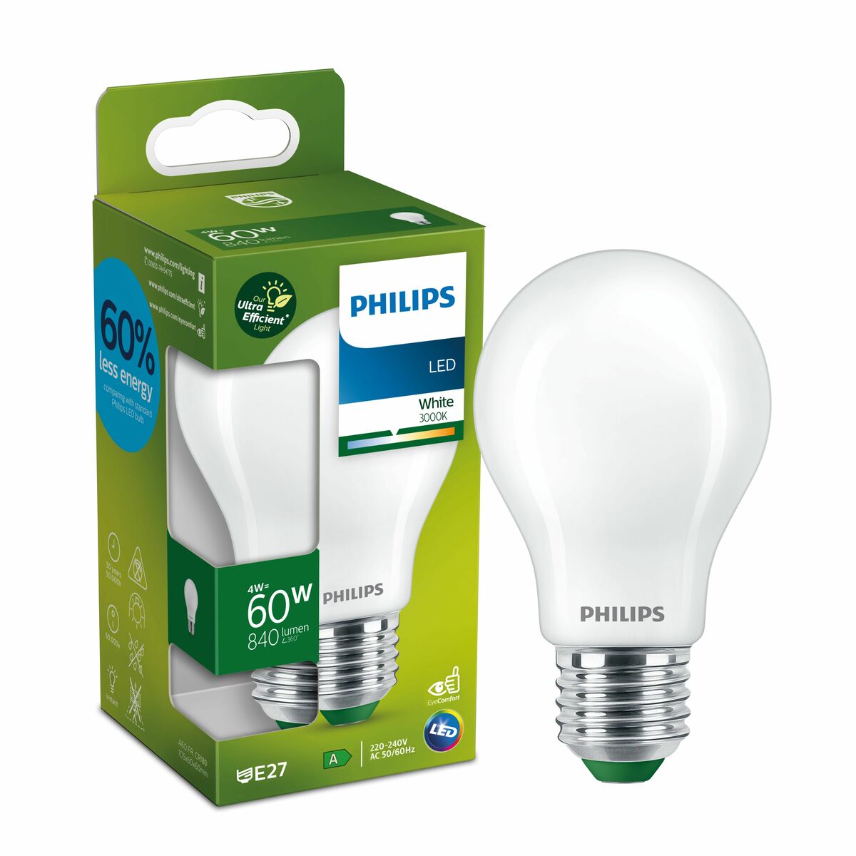 Żarówka LED E27 4 W = 60 W 840 lm Ciepła biel Philips